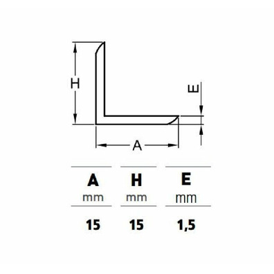 Ángulo PVC 2500x15x15mm blanco