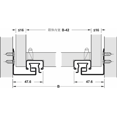 Juego guía quadro HAFELE freno extr. total 300mm