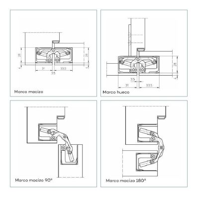 Bisagra Tectus TE 340 3D RAL 9016 blanco mate 80kg