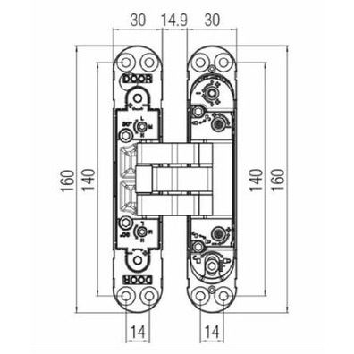 Bisagra KRONA K2000 CS HD 160x30mm cromo satinado