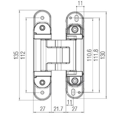 Bisagra Krona K2780 135x27mm  cromo satinado