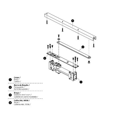 Cierrapuertas oculto f.3 gris espesor mín.35mm