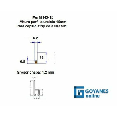 Perfil alumino soporte polipelo Strip3,5 2000m und