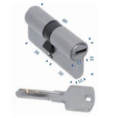 Cilindro seguridad 70mm (35+35) níquel