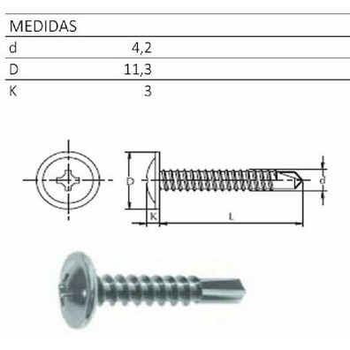 Tornillo rosca chapa 4,2x9.5 c/aran.autot. (1000u)