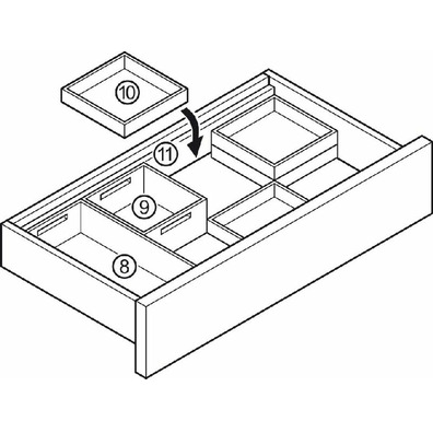 Caja 2, división de cajón universal, flexible