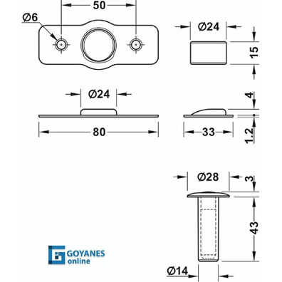 Retenedor magnetico puerta embutir suelo negro