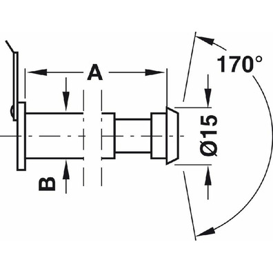 Mirilla, ø 12 mm, hasta grosor de puerta de 57 mm,
