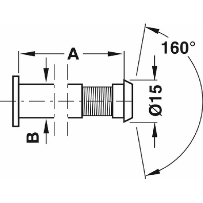 Mirilla, ø 12 mm, hasta grosor de puerta de 52 mm,