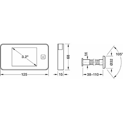 Mirilla digital, 3,2" TFT, Startec
