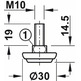 Tornillo de ajuste, rosca M10, fijo, con placa bas